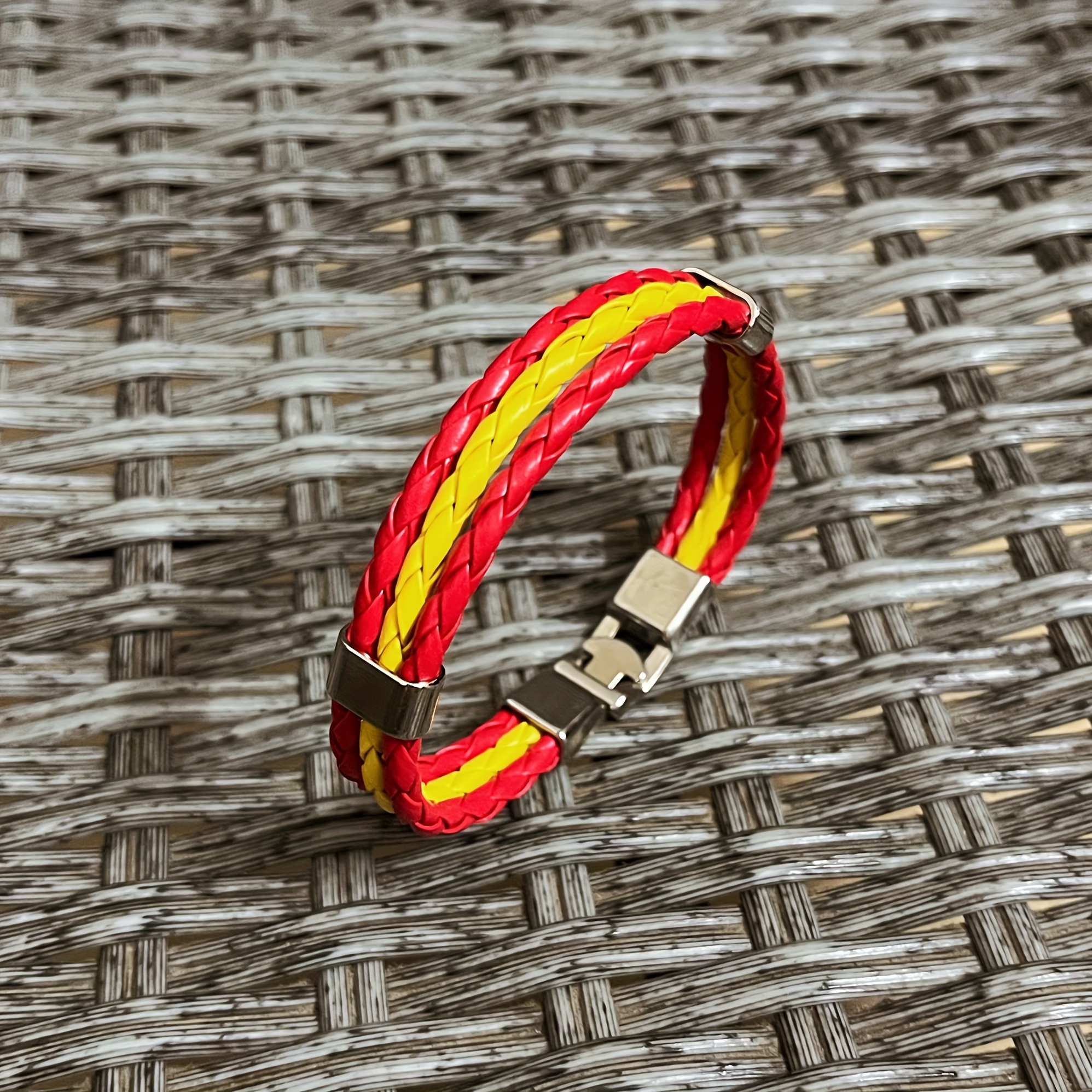 Red/Green Braided Flag Bracelet with Buckle
